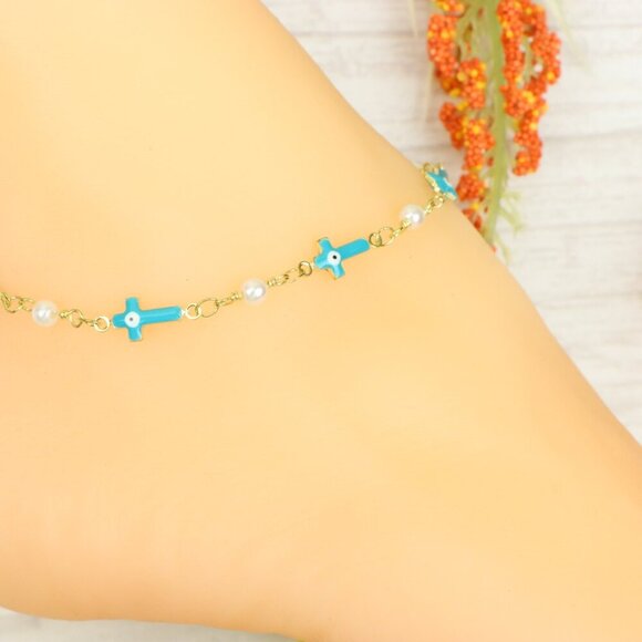 "Handmade Anklet – Elegant & Delicate Jewelry for Women | UNVRC1442 - Picture 9 of 10